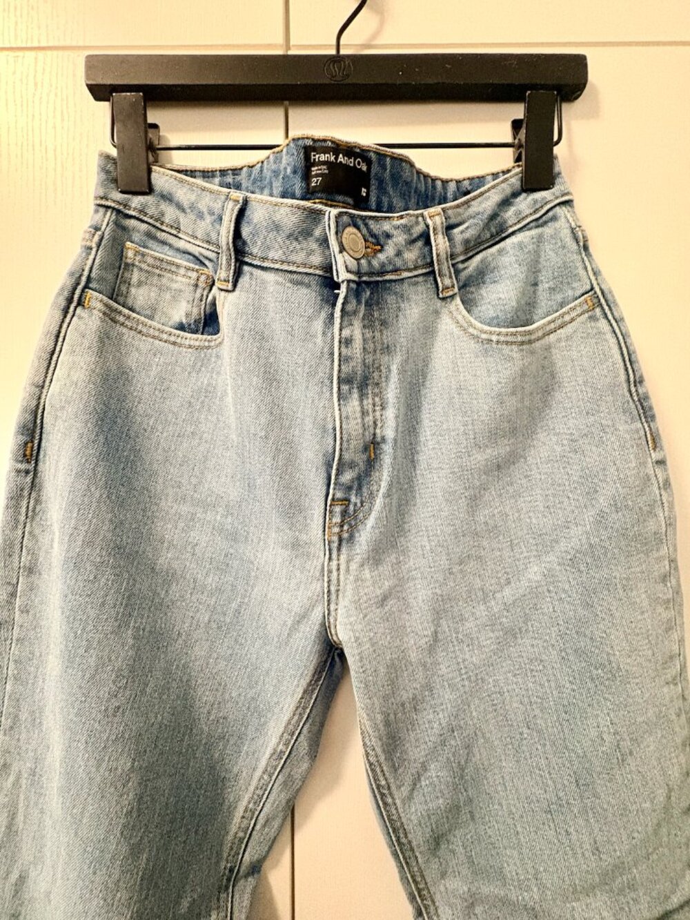 Frank & Oak Mid Rise Tapered Jeans Blue Size 27 Petite 26.5" Inseam